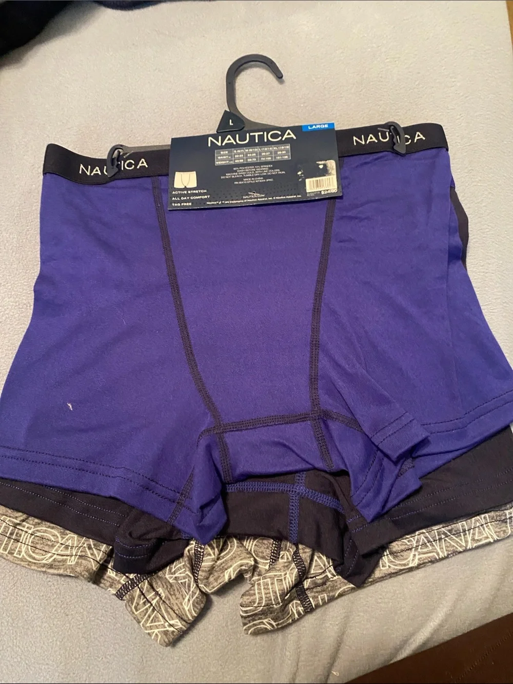 Nautica Boys Gray Logo Performance Boxer Briefs with Navy Waistband - 3 Pack